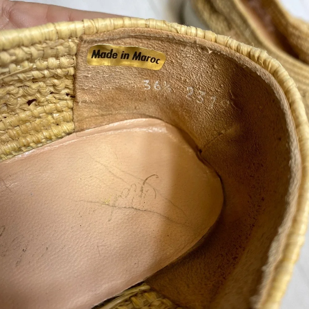 Robert Clergerie Wedge‎ Platform Shoes Womens 6 Beige Lisa Woven Natural Raffia